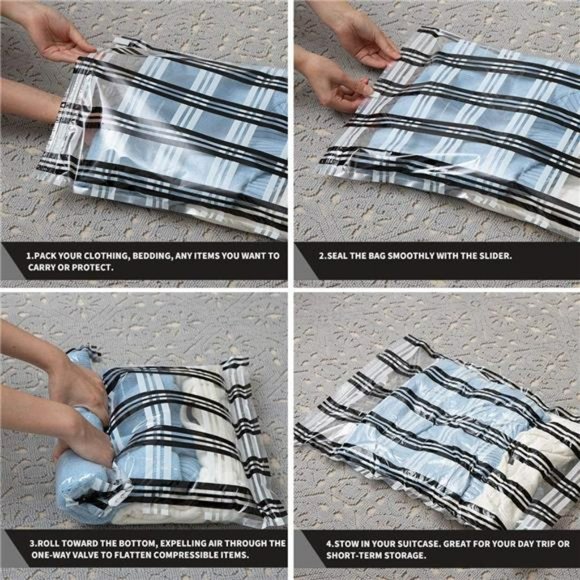 12 Compression Bags for Travel Vacuum Packing, Travel Space Saver Bags - Picture 6 of 6